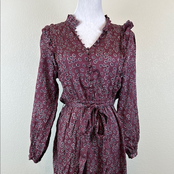 Outerknown Stardust Floral Ruffle Midi Dress in Purple Size Small - Picture 5 of 11